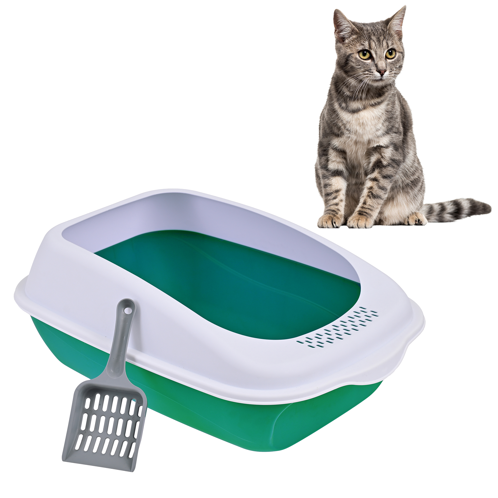 Arenero Para Gato Grande con Bandeja Sanitaria, Abierto, Plegable, Fácil Armado, Materiales De Calidad, Diferentes Colores mod.AL003