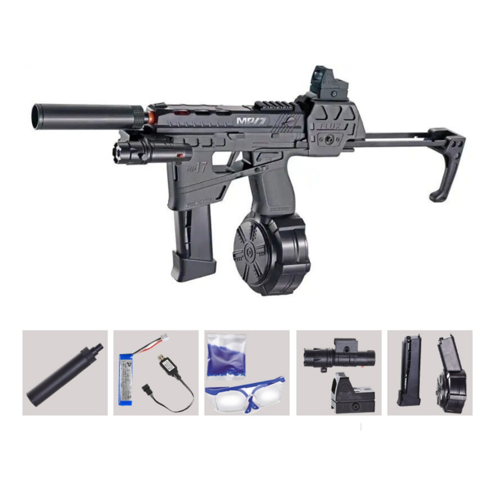 Lanzador de Juguete Automática de Hidrogel M.P.17, Lanzador Eléctrico para Exteriores, Gel Blaster, Juego de Equipo Disparo de Proyectiles de Hidrogel, Batería Recargable.