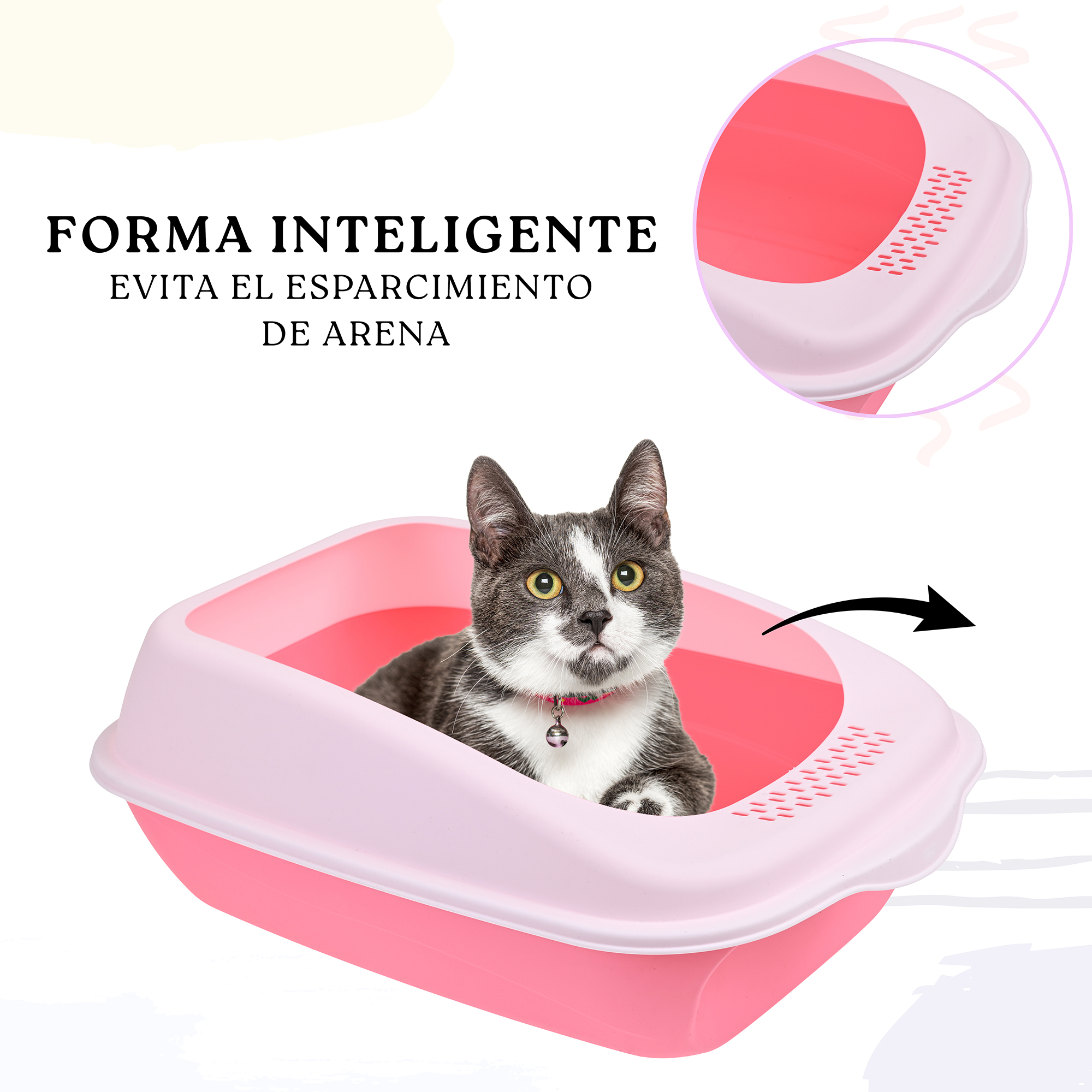 Arenero Para Gato Grande con Bandeja Sanitaria, Abierto, Plegable, Fácil Armado, Materiales De Calidad, Diferentes Colores mod.AL003