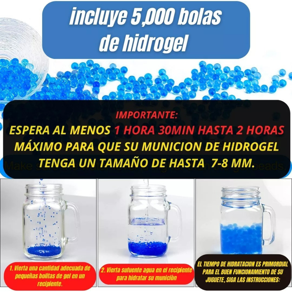 Lanzador de Juguete Automática de Hidrogel M.P.17, Lanzador Eléctrico para Exteriores, Gel Blaster, Juego de Equipo Disparo de Proyectiles de Hidrogel, Batería Recargable.