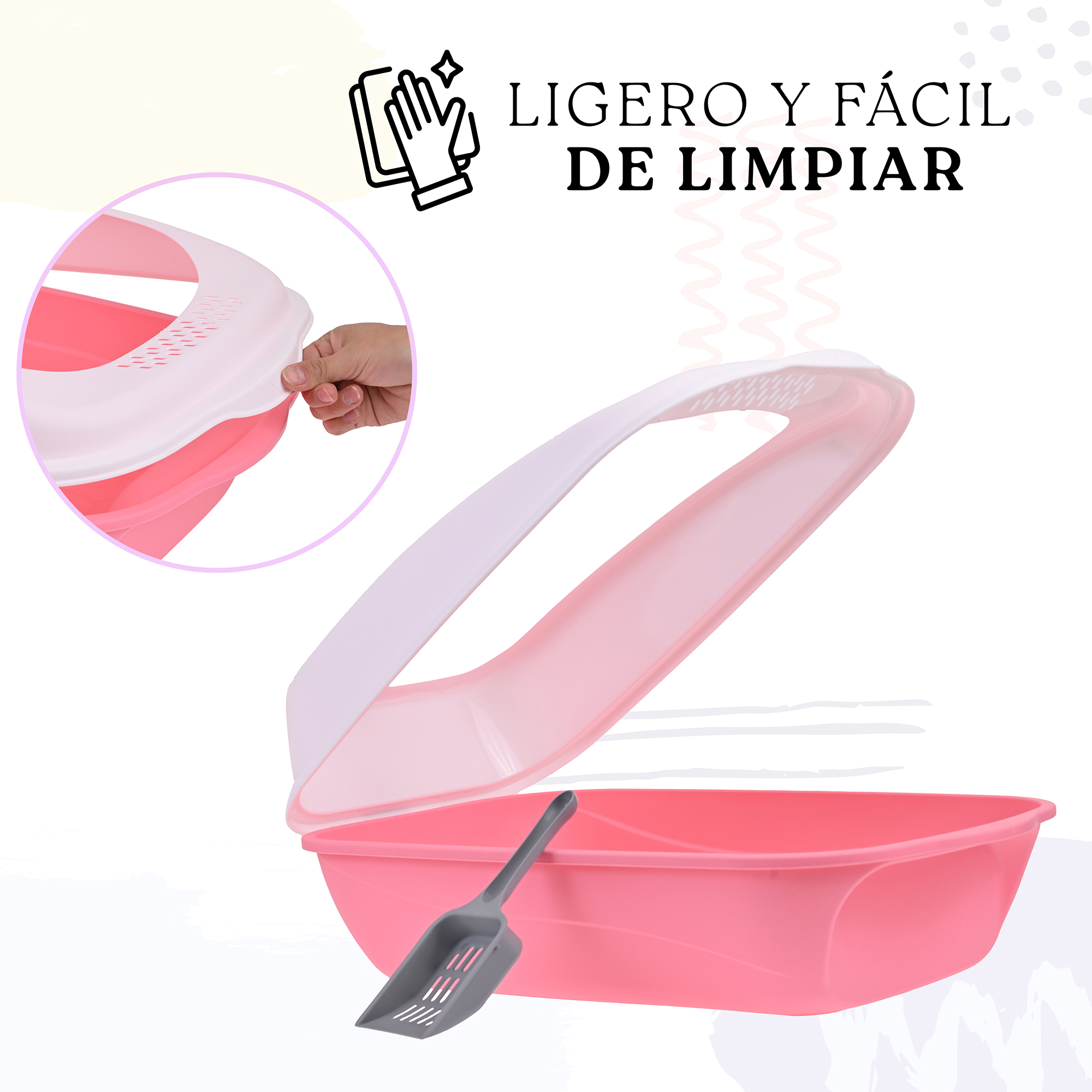 Arenero Para Gato Grande con Bandeja Sanitaria, Abierto, Plegable, Fácil Armado, Materiales De Calidad, Diferentes Colores mod.AL003