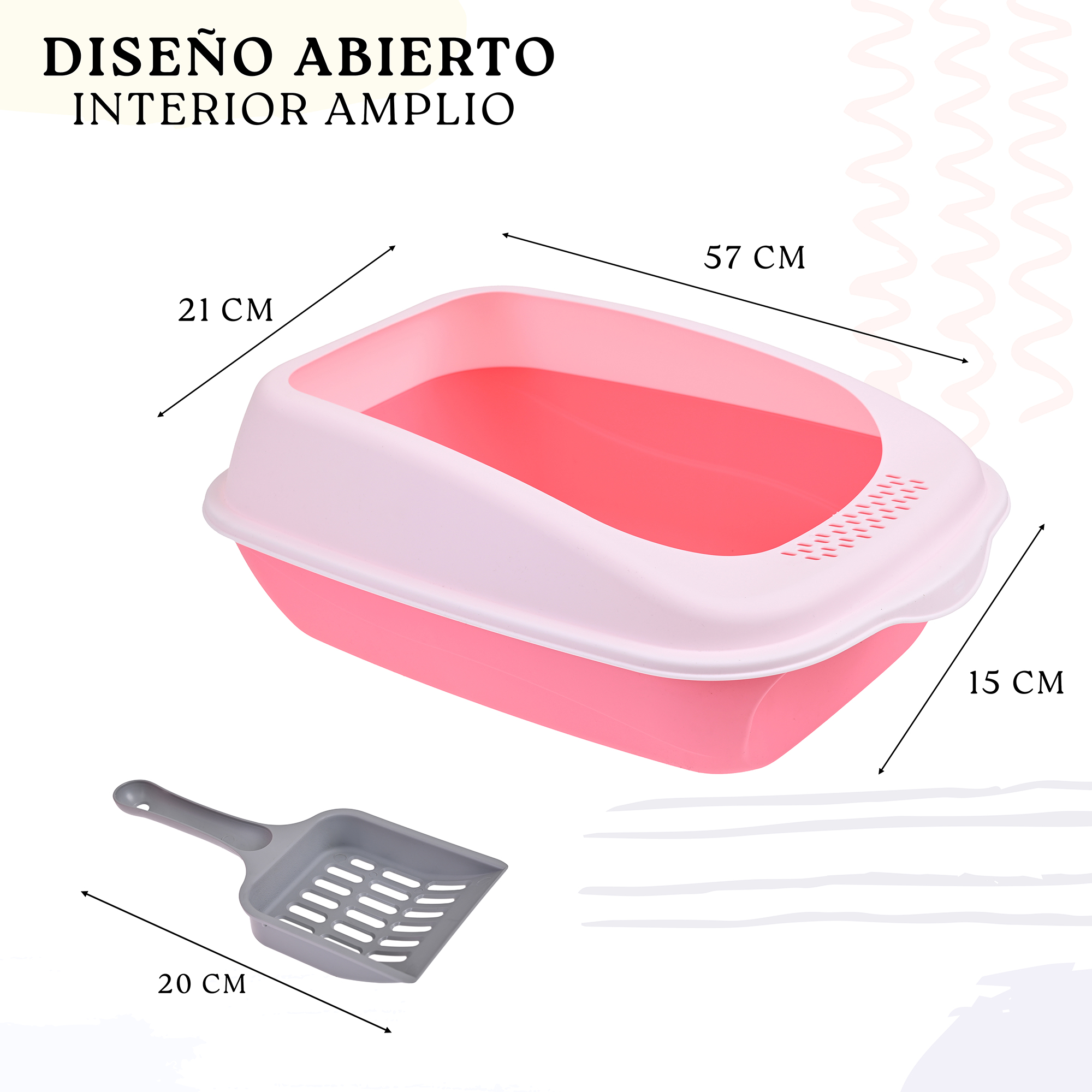 Arenero Para Gato Grande con Bandeja Sanitaria, Abierto, Plegable, Fácil Armado, Materiales De Calidad, Diferentes Colores mod.AL003