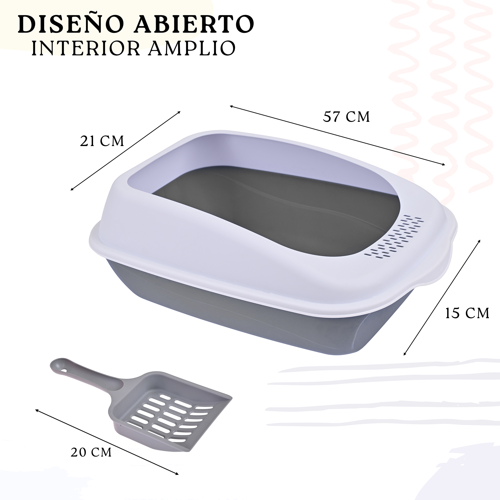 Arenero Para Gato Grande con Bandeja Sanitaria, Abierto, Plegable, Fácil Armado, Materiales De Calidad, Diferentes Colores mod.AL003