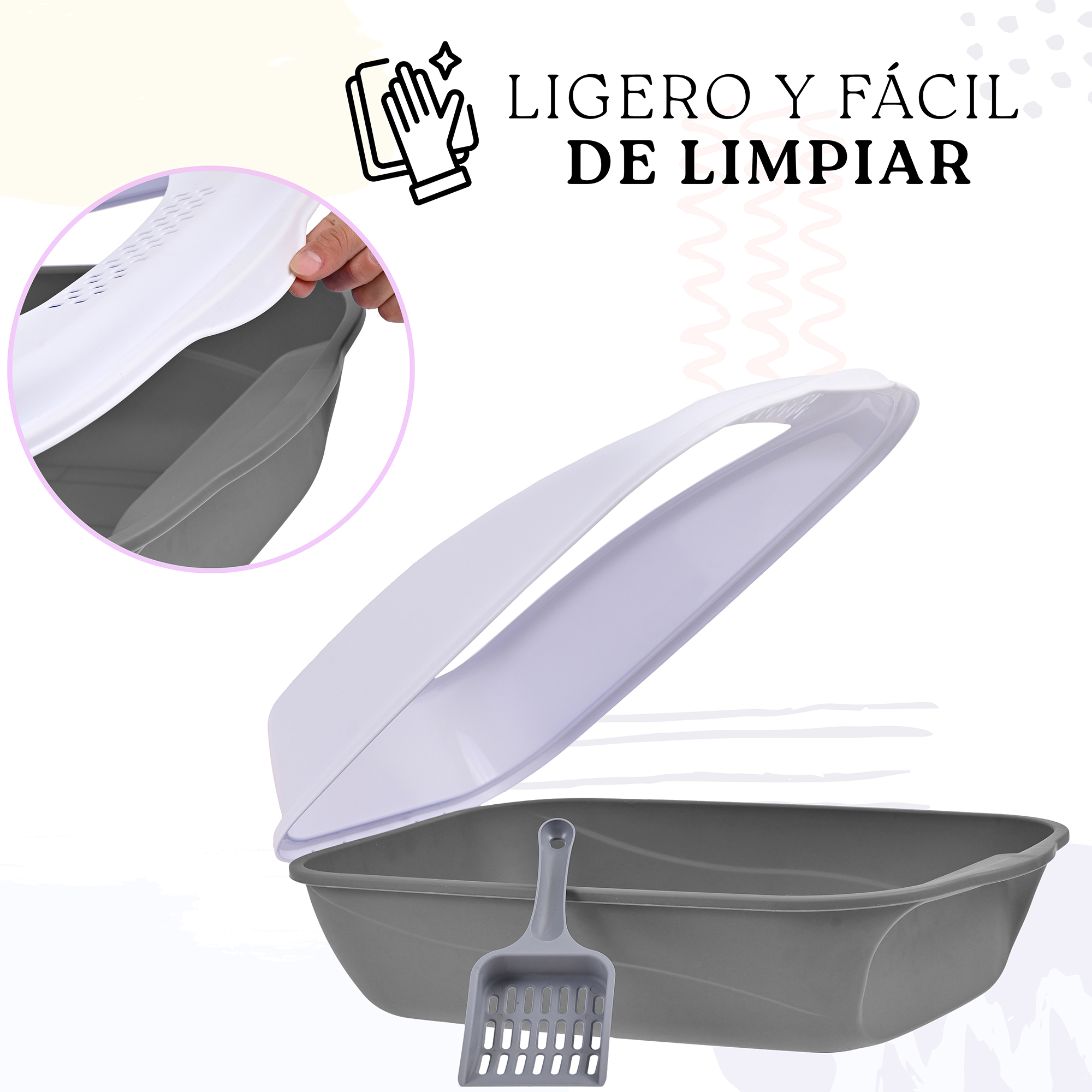 Arenero Para Gato Grande con Bandeja Sanitaria, Abierto, Plegable, Fácil Armado, Materiales De Calidad, Diferentes Colores mod.AL003