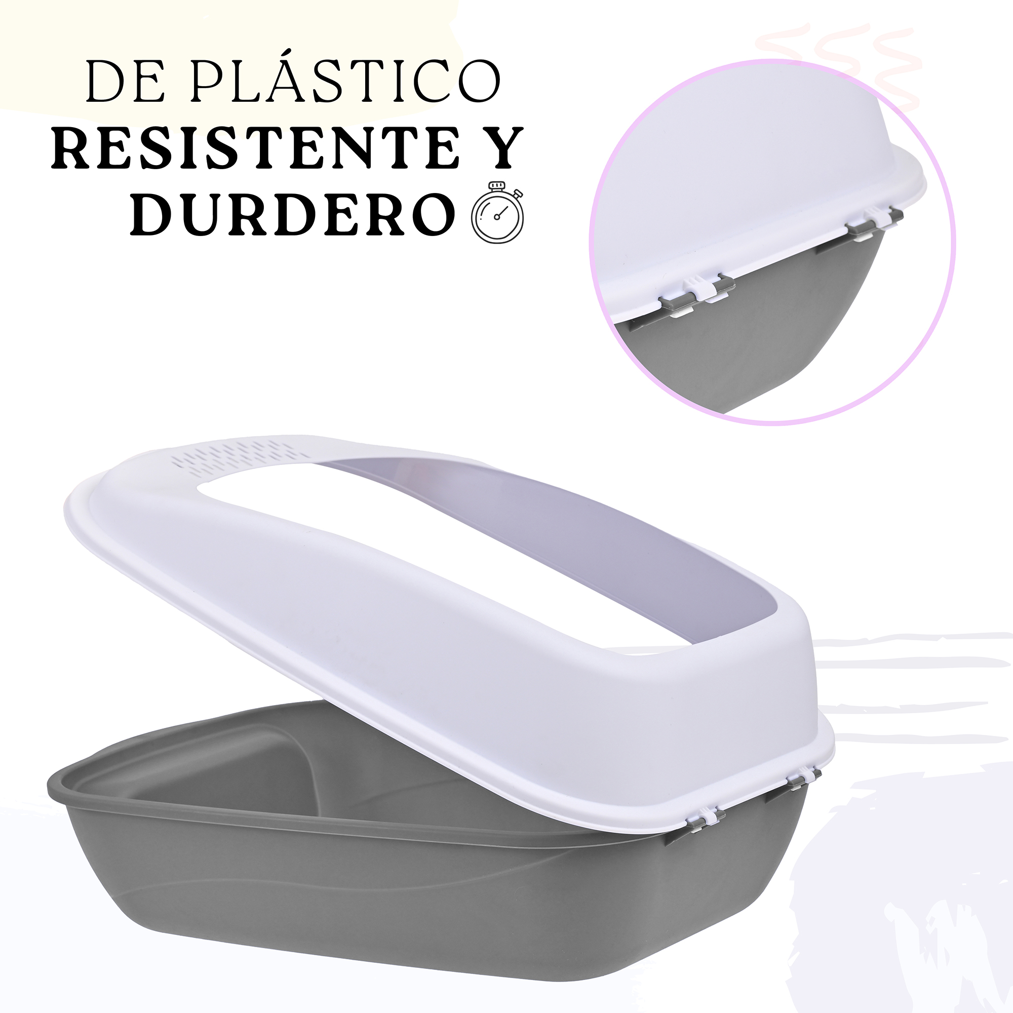 Arenero Para Gato Grande con Bandeja Sanitaria, Abierto, Plegable, Fácil Armado, Materiales De Calidad, Diferentes Colores mod.AL003