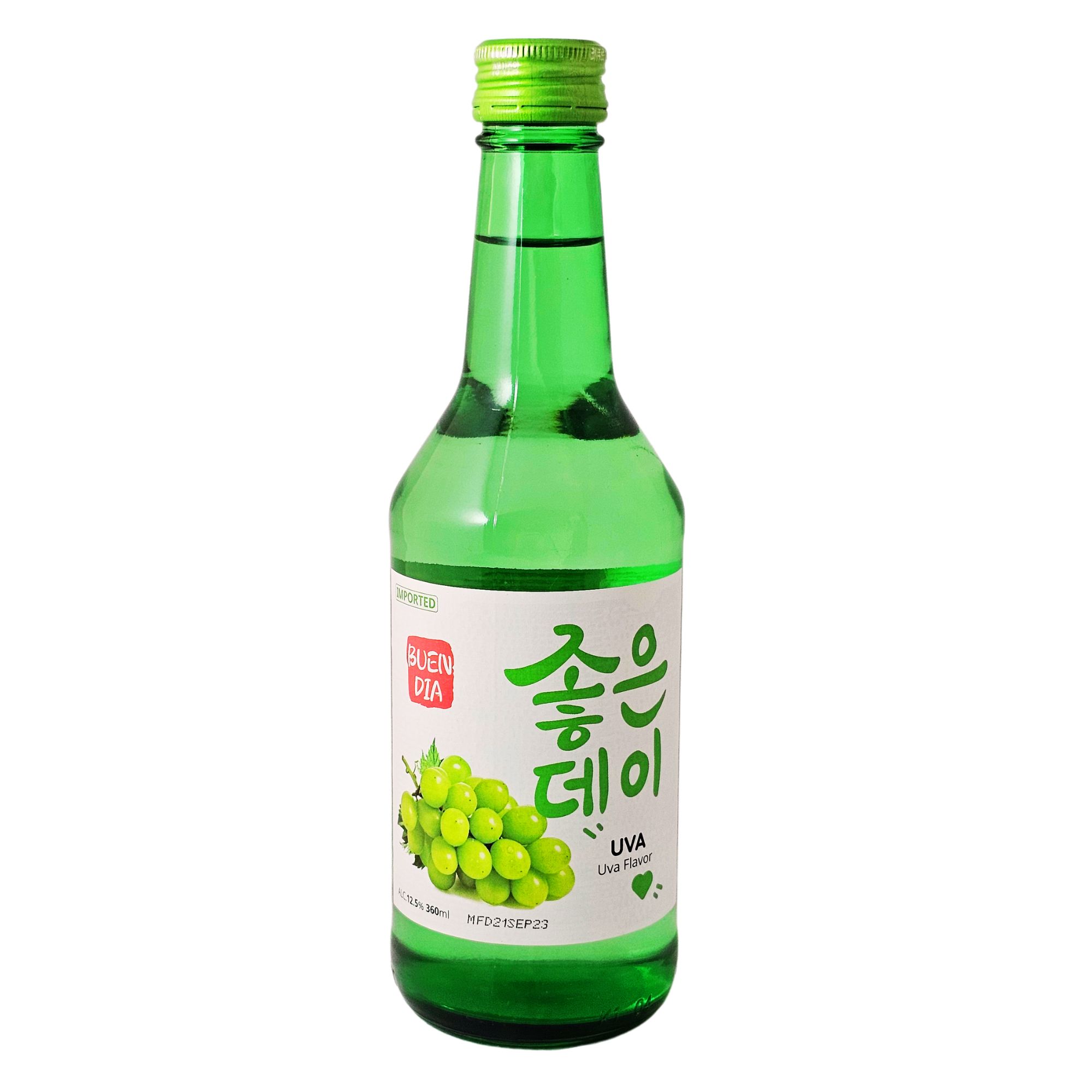 Bebida Coreana Licor Buen Día Sojo Sabor Uva 10 pzs