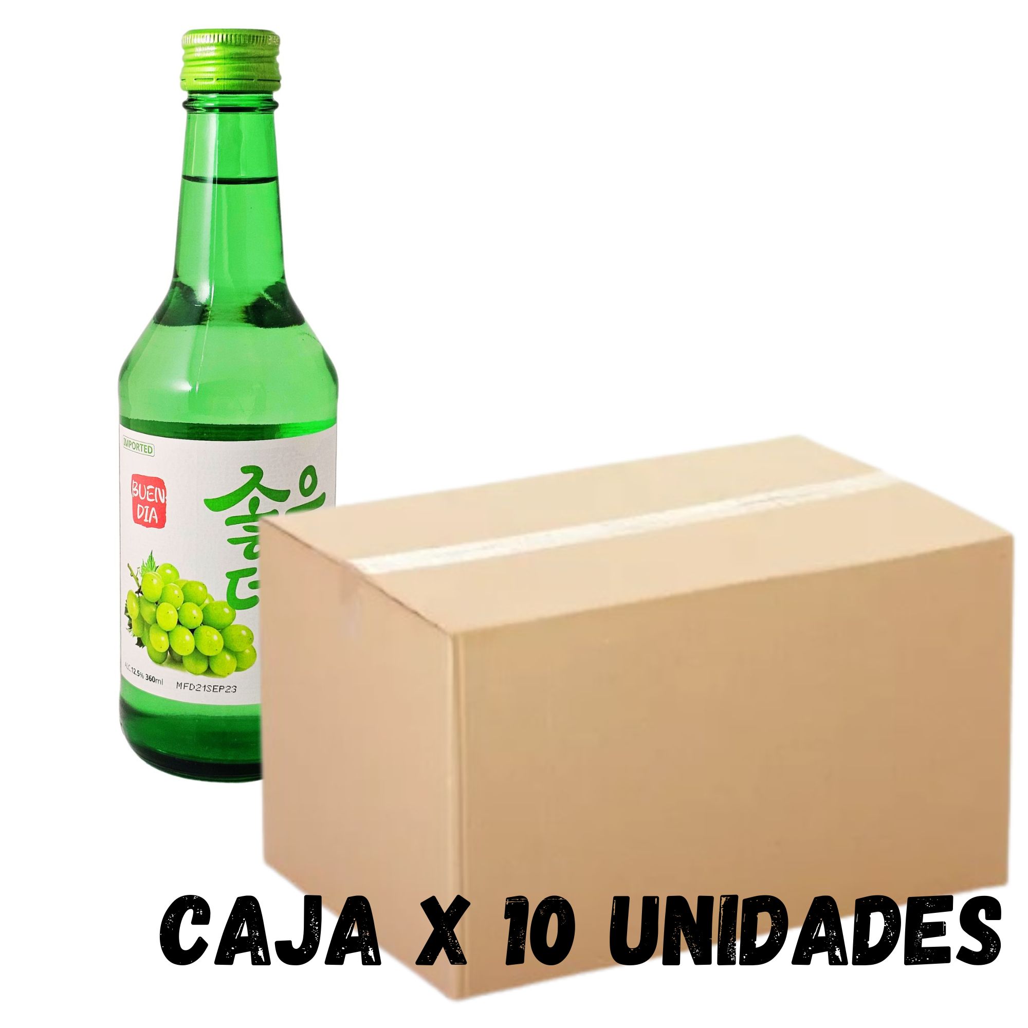 Bebida Coreana Licor Buen Día Sojo Sabor Uva 10 pzs