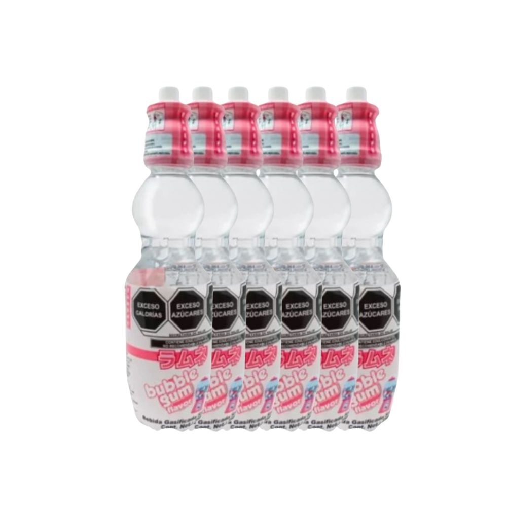 Bebida Japonesa Ramune 250ml Sabor Chicle Refresco 6 Piezas