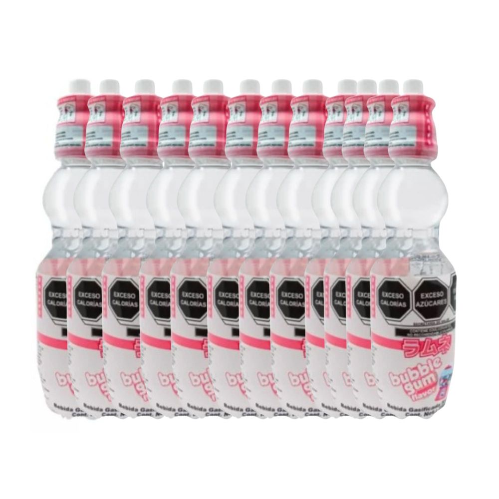Bebida Japonesa Ramune 250ml Sabor Chicle Refresco 12 Piezas