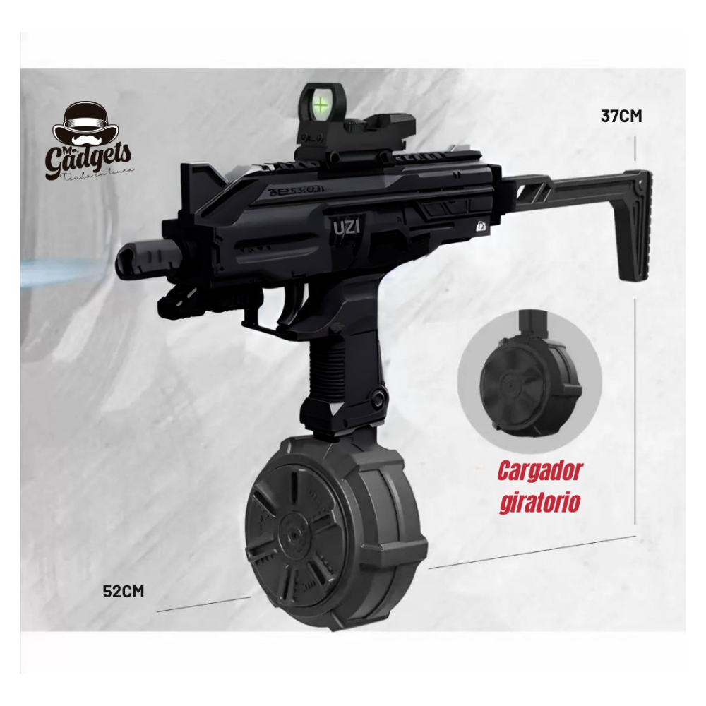 Uzi Pro Ametralladora Hidrogel Cargador Eléctrico Blaster,Gel Blaster, Juego de Equipo Disparo de Proyectiles de Hidrogel, Batería Recargable.