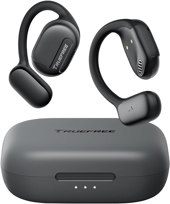 TRUEFREE Open-Ear Audífonos Bluetooth 5.3, Audífonos Inalámbricos Deportivos,Cancelación de ruido ENC, Sonido Estéreo 3D por Controlador de 16,2 mm, 45 horas de reproducción, llamadas claras de 4 mics