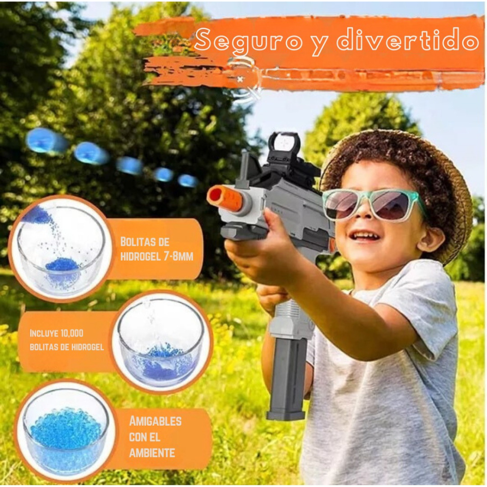 Uzi Pro Ametralladora Hidrogel Cargador Eléctrico Blaster,Gel Blaster, Juego de Equipo Disparo de Proyectiles de Hidrogel, Batería Recargable.