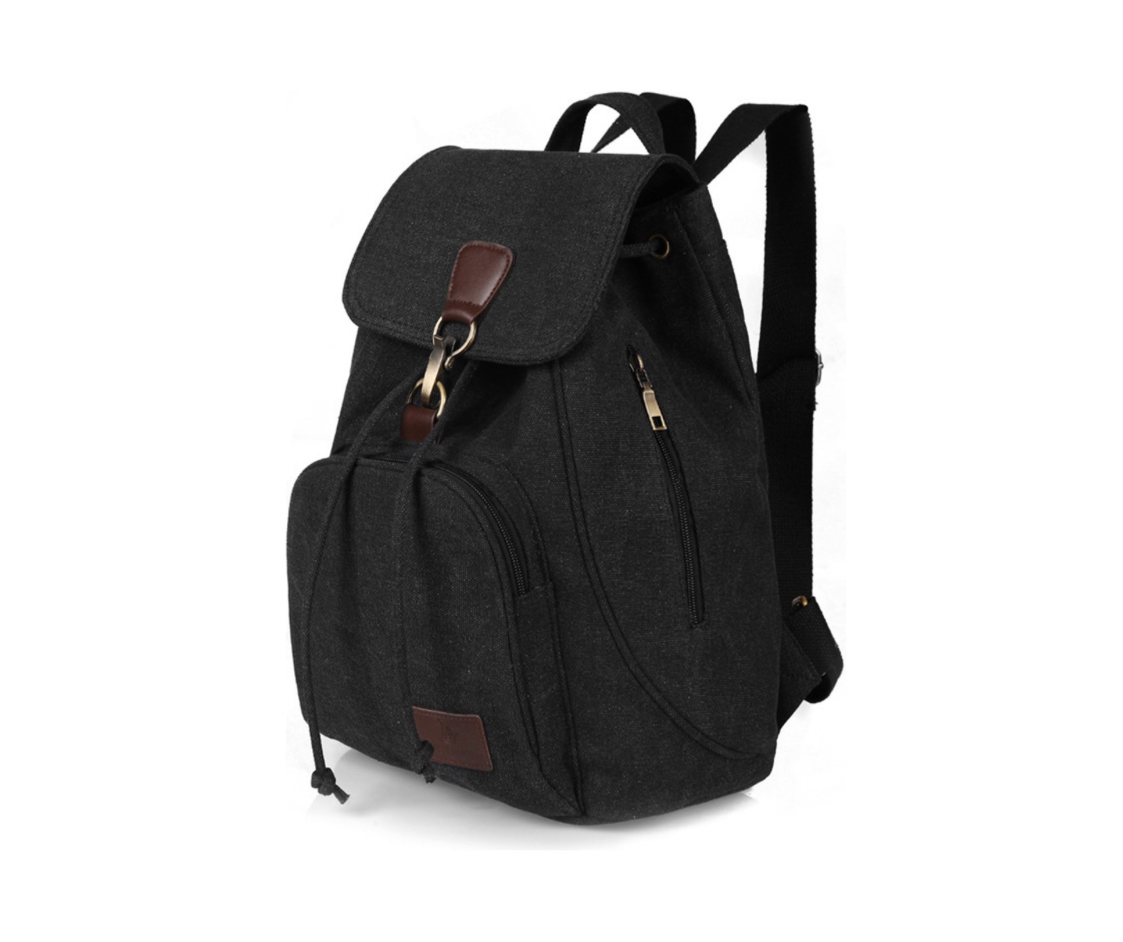 Mochila De Lona Moda Impermeable De Gran Capacidad negra .