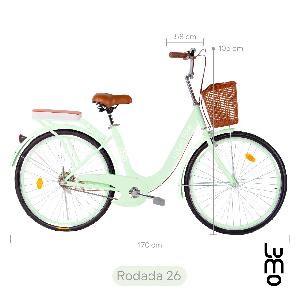 Bicicleta Urbana De Paseo R26 Doble Freno Vintage Canastilla.