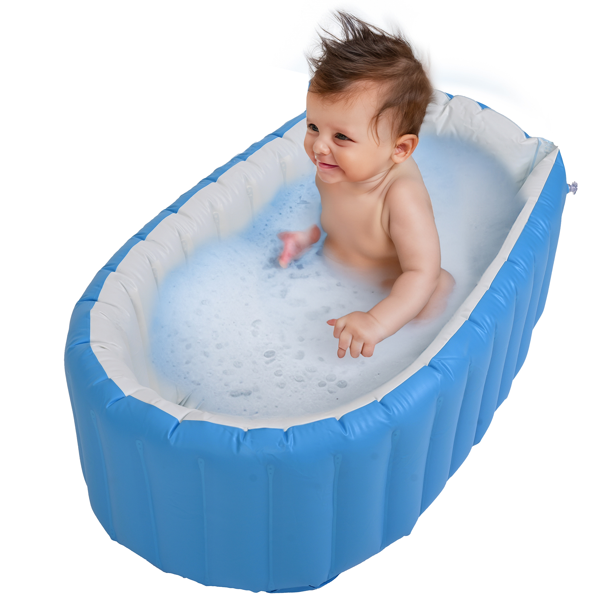 Tina Bañera de Viaje, Exterior o Interior, Piscina Inflable Para Bebe Niños Niñas Portátil Plegable Fácil de Usar Mod.MA31.
