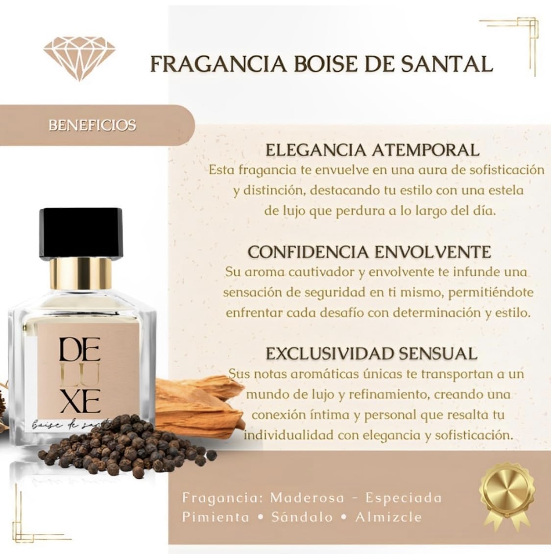 SANTAL 33 LE LABO - DUPE BOISE DE SANTAL INSPIRADO EN SANTAL 33 LE LABO PERFUME FRAGANCIA INSPIRADA EN LE LABO 33 EXQUISITO AROMA EDICIÓN DELUXE FRAGANCIAS NICHO