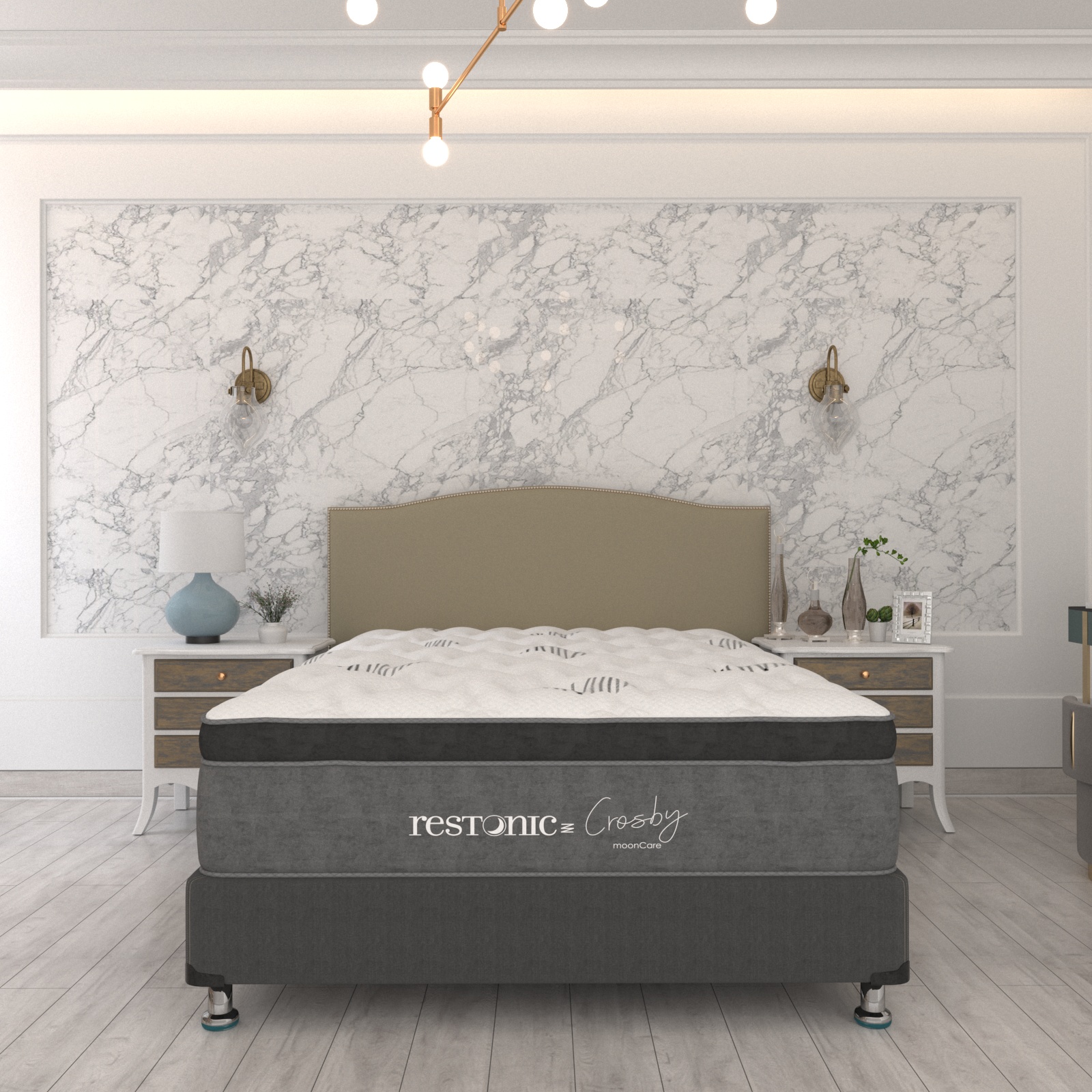 Colchon Queen Size Restonic Crosby Con Mega Colchoneta Confort Para Descanso Premium