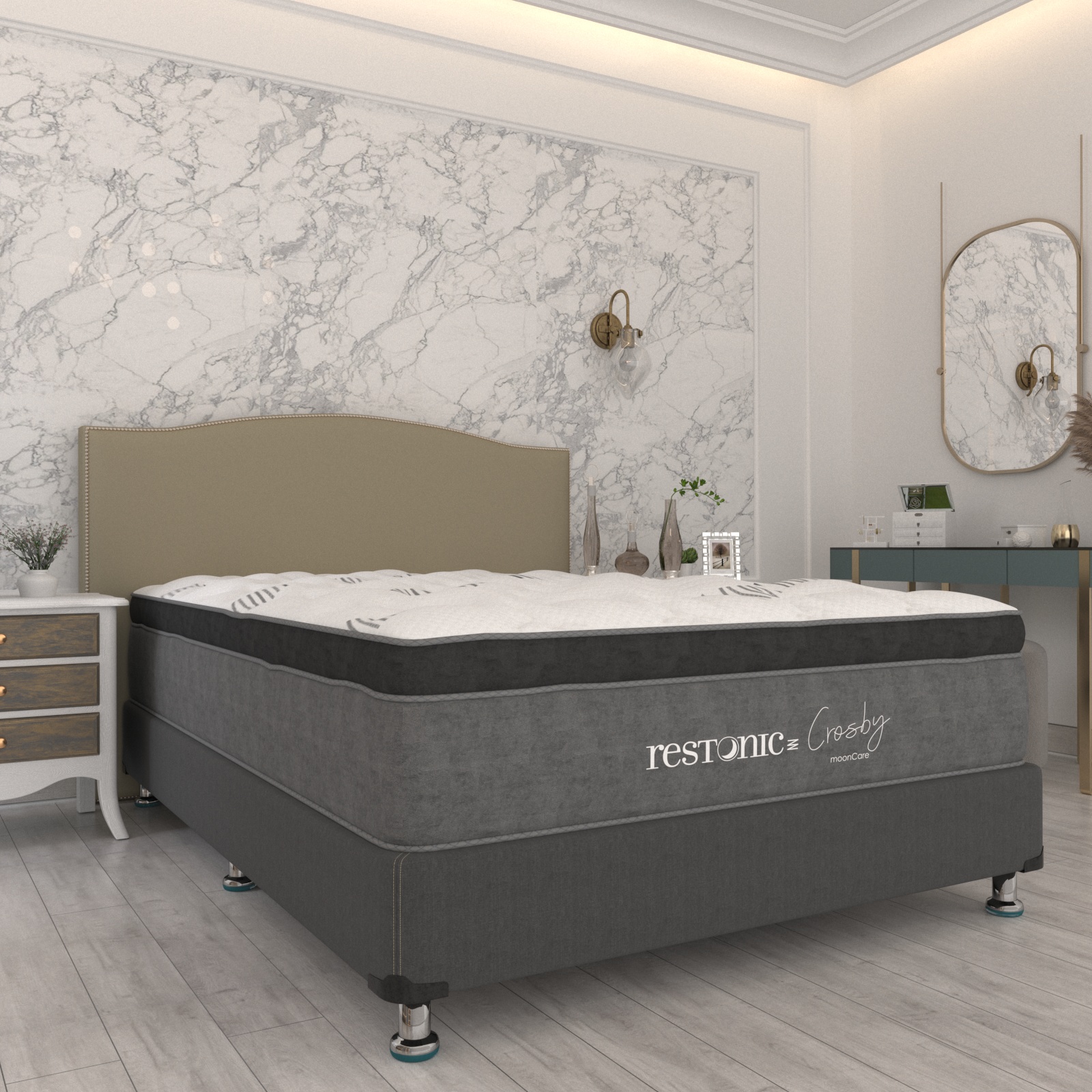 Colchon Queen Size Restonic Crosby Con Mega Colchoneta Confort Para Descanso Premium