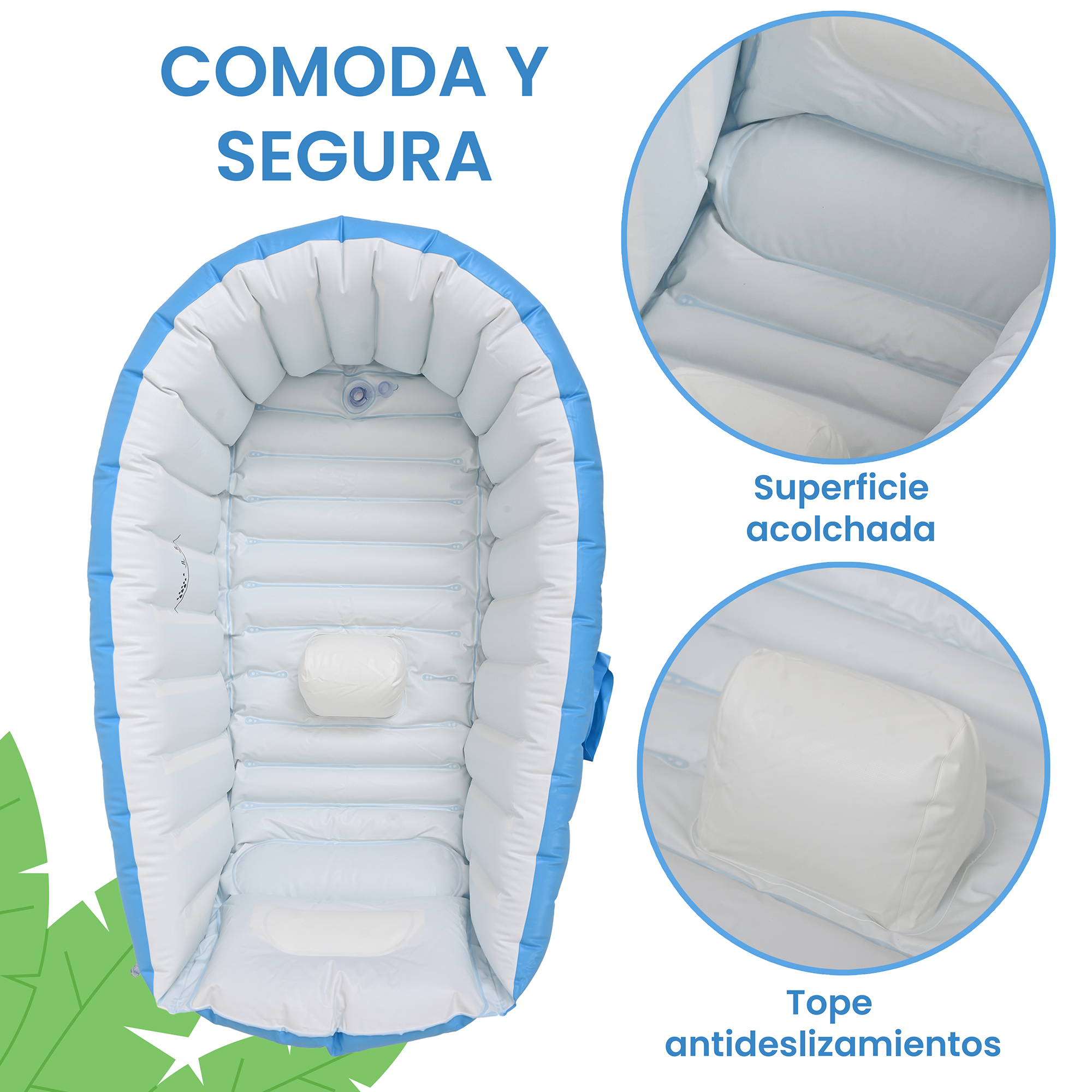 Tina Bañera de Viaje, Exterior o Interior, Piscina Inflable Para Bebe Niños Niñas Portátil Plegable Fácil de Usar Mod.MA31.