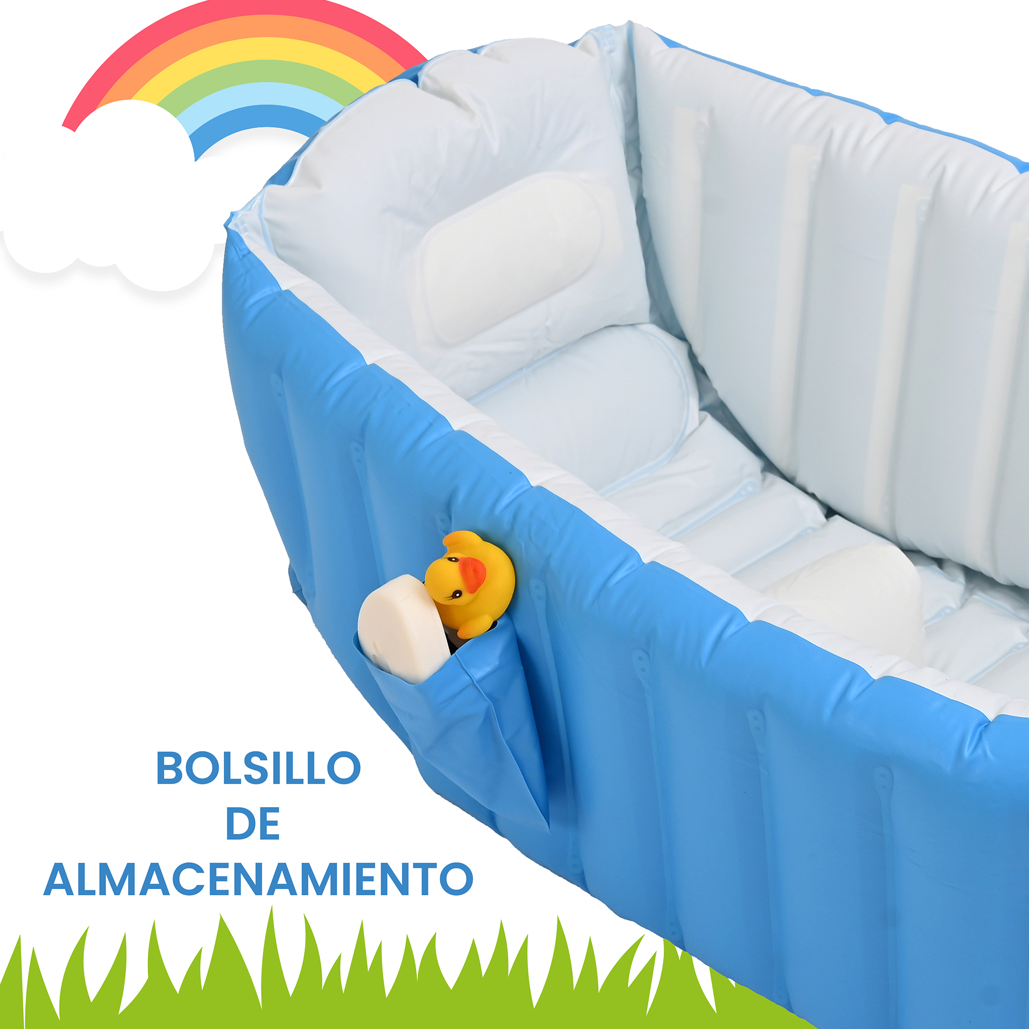 Tina Bañera de Viaje, Exterior o Interior, Piscina Inflable Para Bebe Niños Niñas Portátil Plegable Fácil de Usar Mod.MA31.