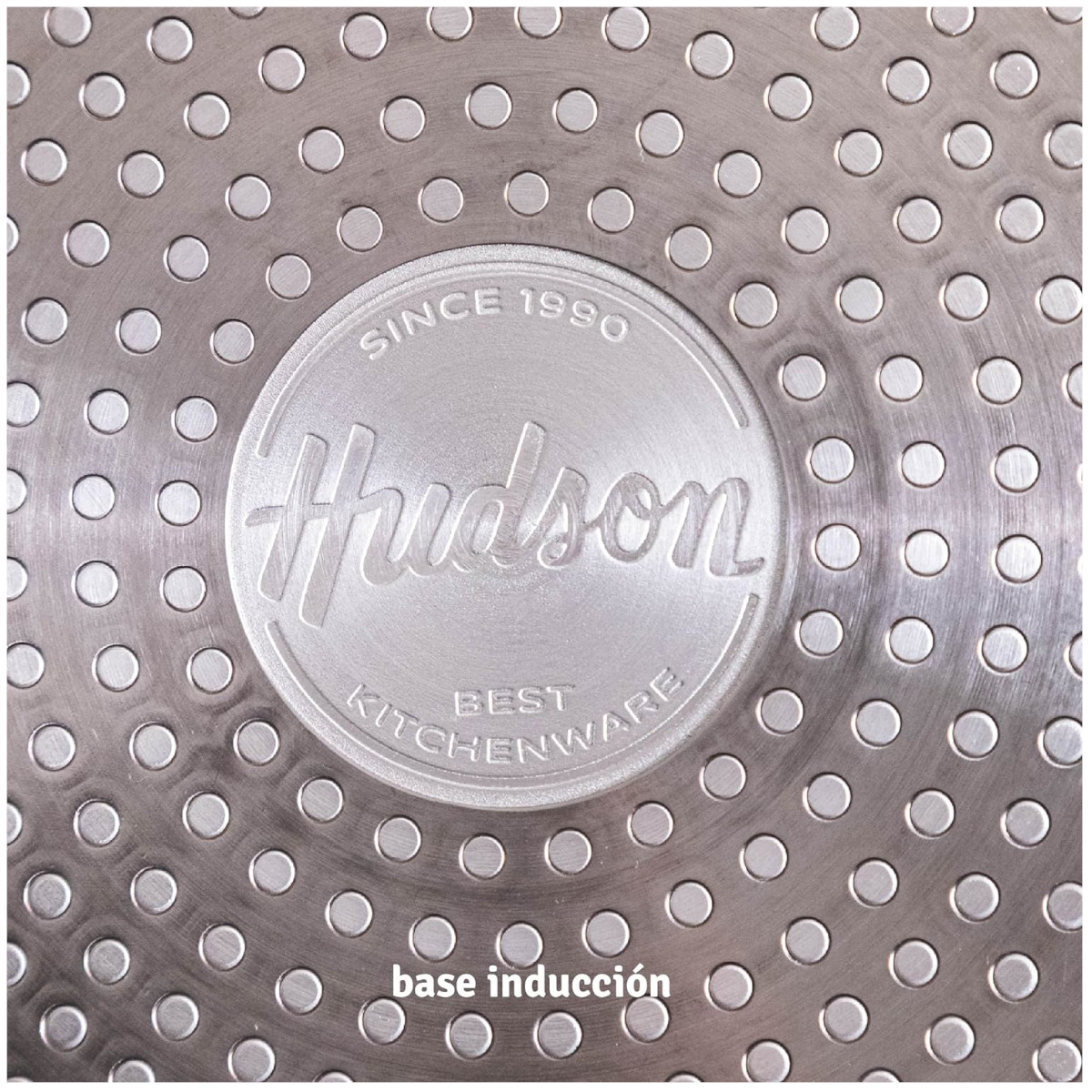 Olla HUDSON 20cm Aluminio Forjado espesor 4mm Antiadherente Granito con tapa cristal y cucharon nylon.