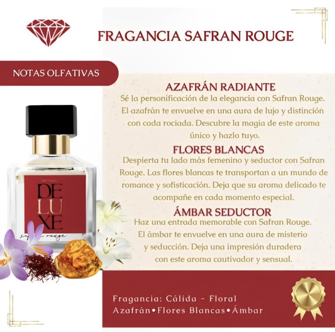 BACCARAT ROUGE 540 - DUPE SAFRAN ROUGE DUPE FRAGANCIA PERFUME DE FRAGANCIAS NICHO DELUXE SAFRAN ROUGE DUPE DE BACCARAT ROUGE 540 FRAGANCIA EXQUISITA