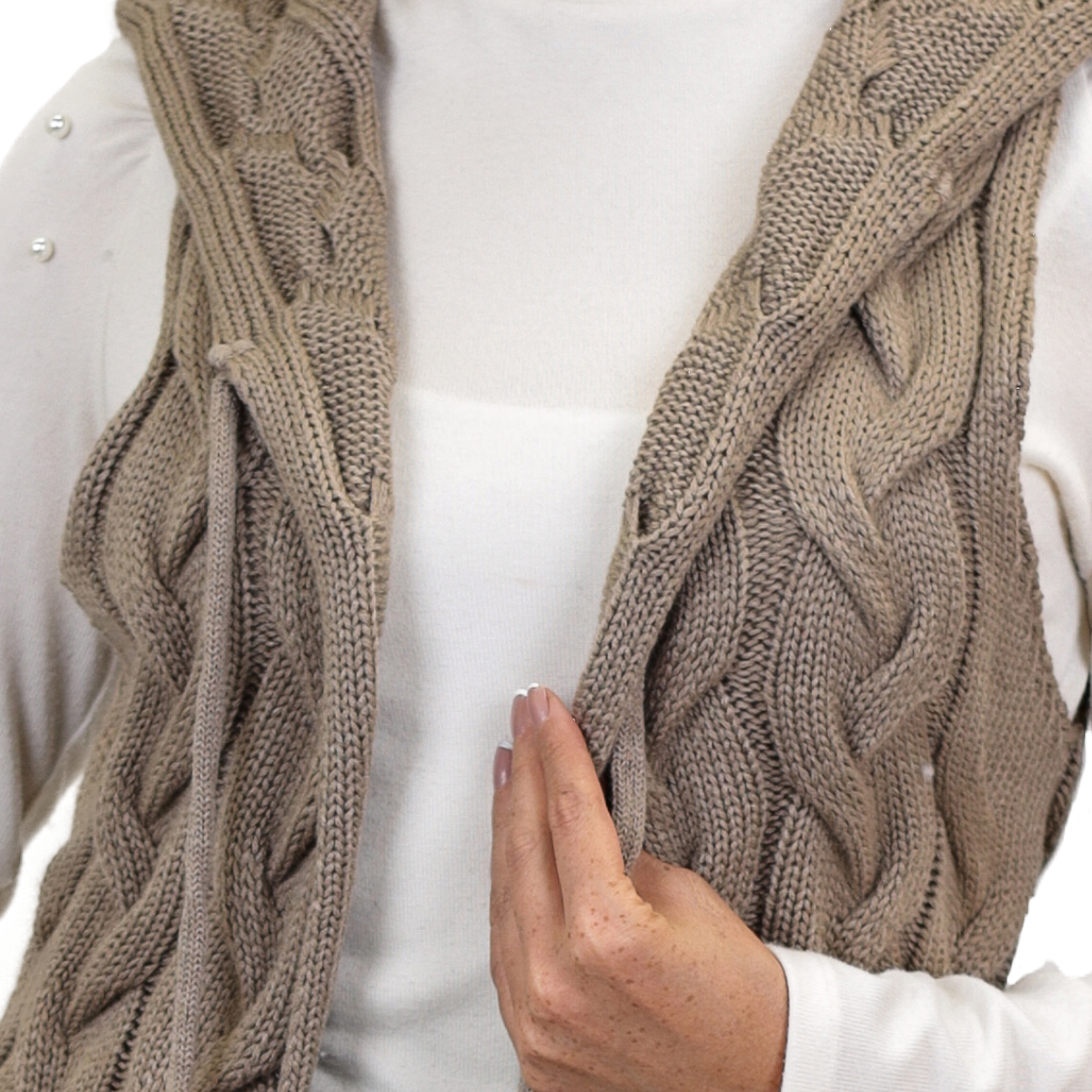 Chaleco Tejido Trenza 3/4 Para Dama