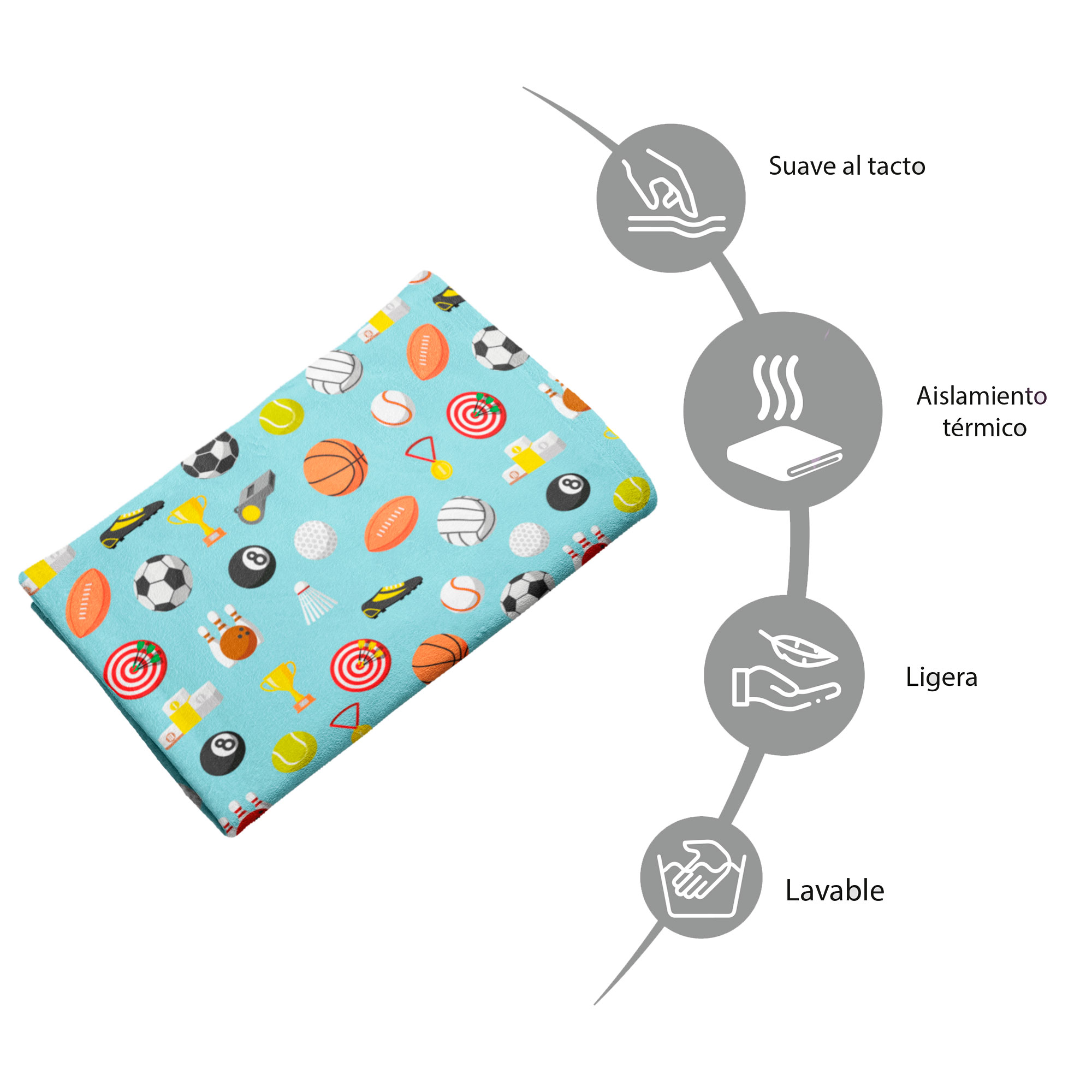 Cobija Manta Frazada Diseño De Balones Verde Ultra Suave Y Ligera Alta Calidad.