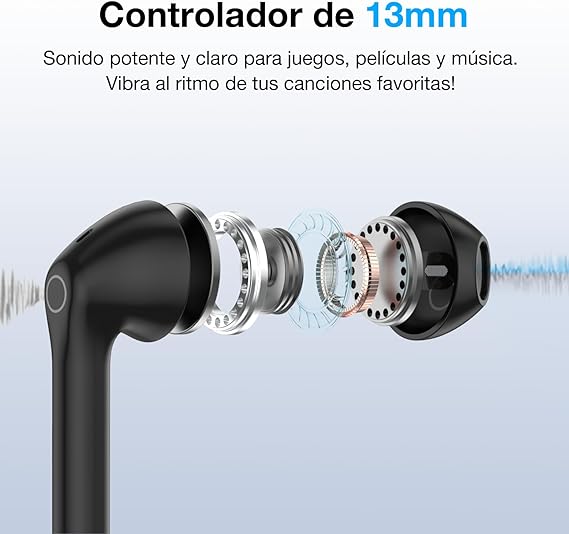 1 Hora Audifonos Bluetooth 5.3 Inalambricos, Mini Auriculares Inalámbricos Compatible para Samsung Huawei Xiaomi Laptop para Correr Escuchar Música Videos (Negro)