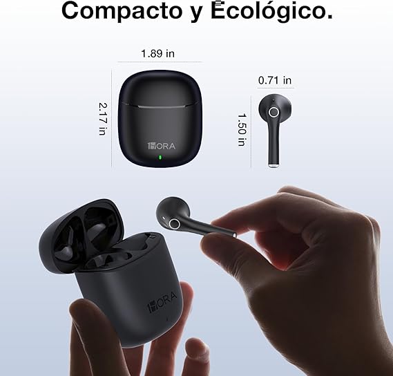 1 Hora Audifonos Bluetooth 5.3 Inalambricos, Mini Auriculares Inalámbricos Compatible para Samsung Huawei Xiaomi Laptop para Correr Escuchar Música Videos (Negro)