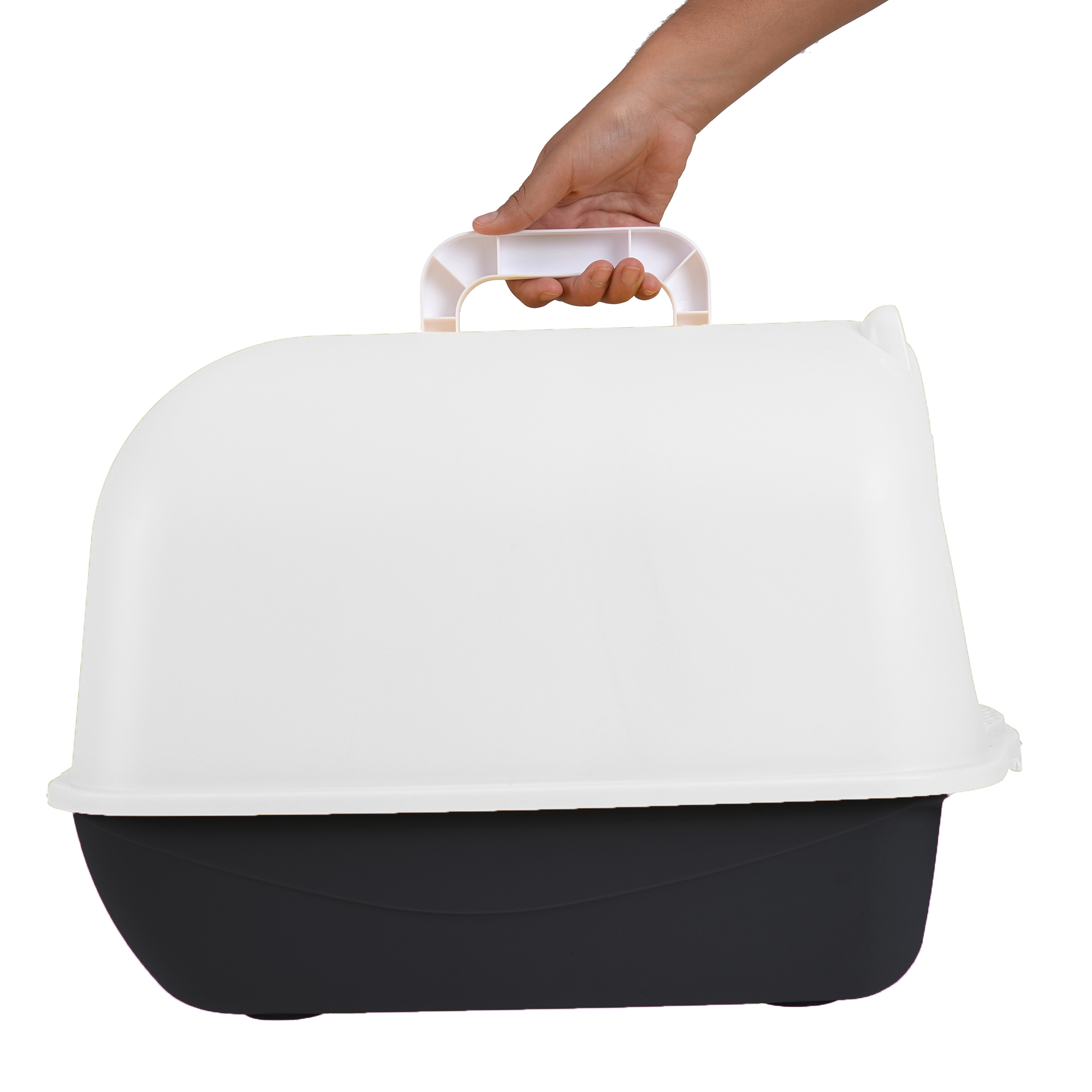 Arenero Para Gato Grande, Cerrado Con Tapa, Anti olores, Pala y Filtro de Carbón Anti olores, Puerta Abatible, Material duradero y resistente mod.AL001