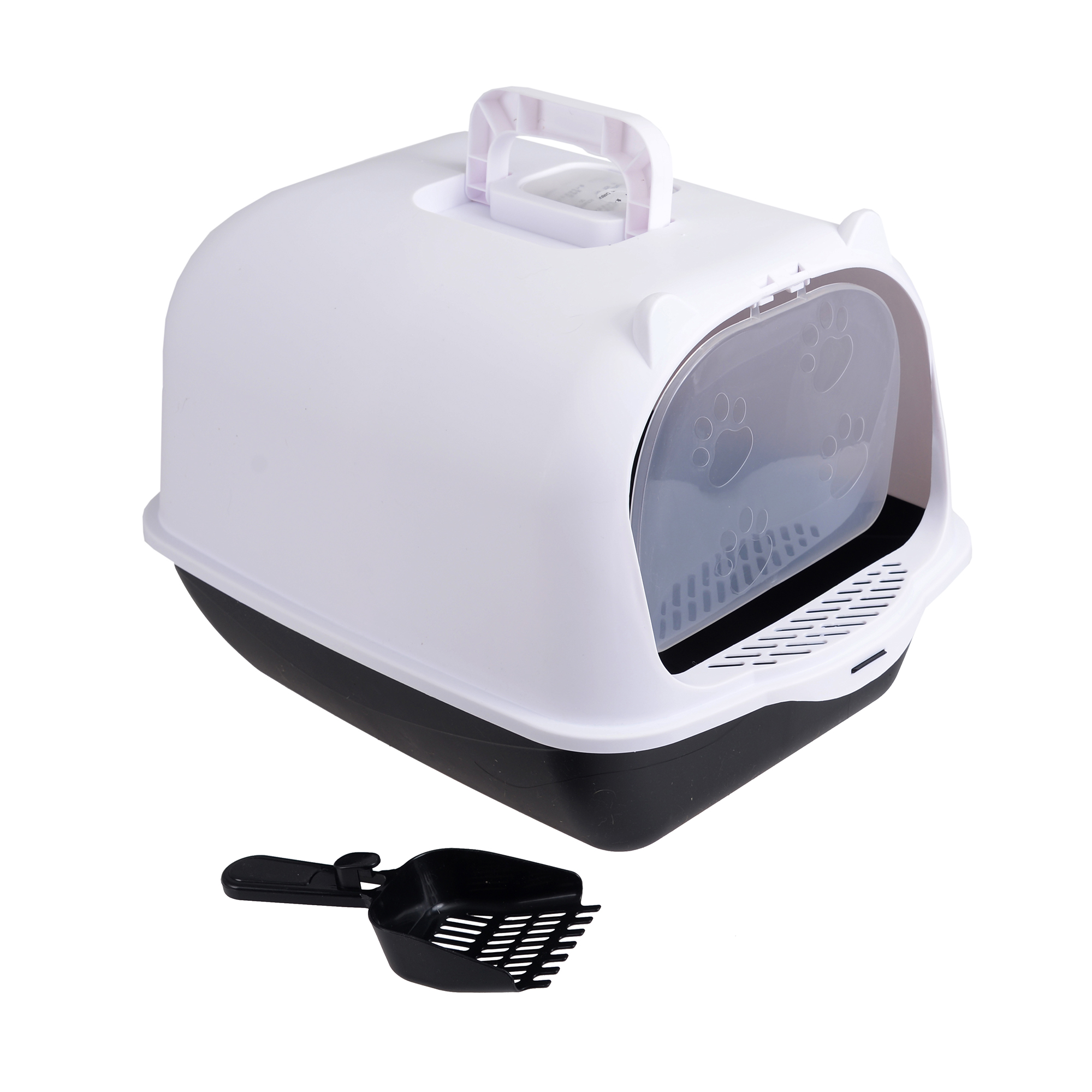 Arenero Para Gato Grande, Cerrado Con Tapa, Anti olores, Pala y Filtro de Carbón Anti olores, Puerta Abatible, Material duradero y resistente mod.AL001