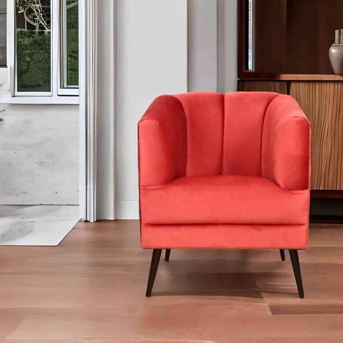 Sillón Individual Moderno Terciopelo Salmon