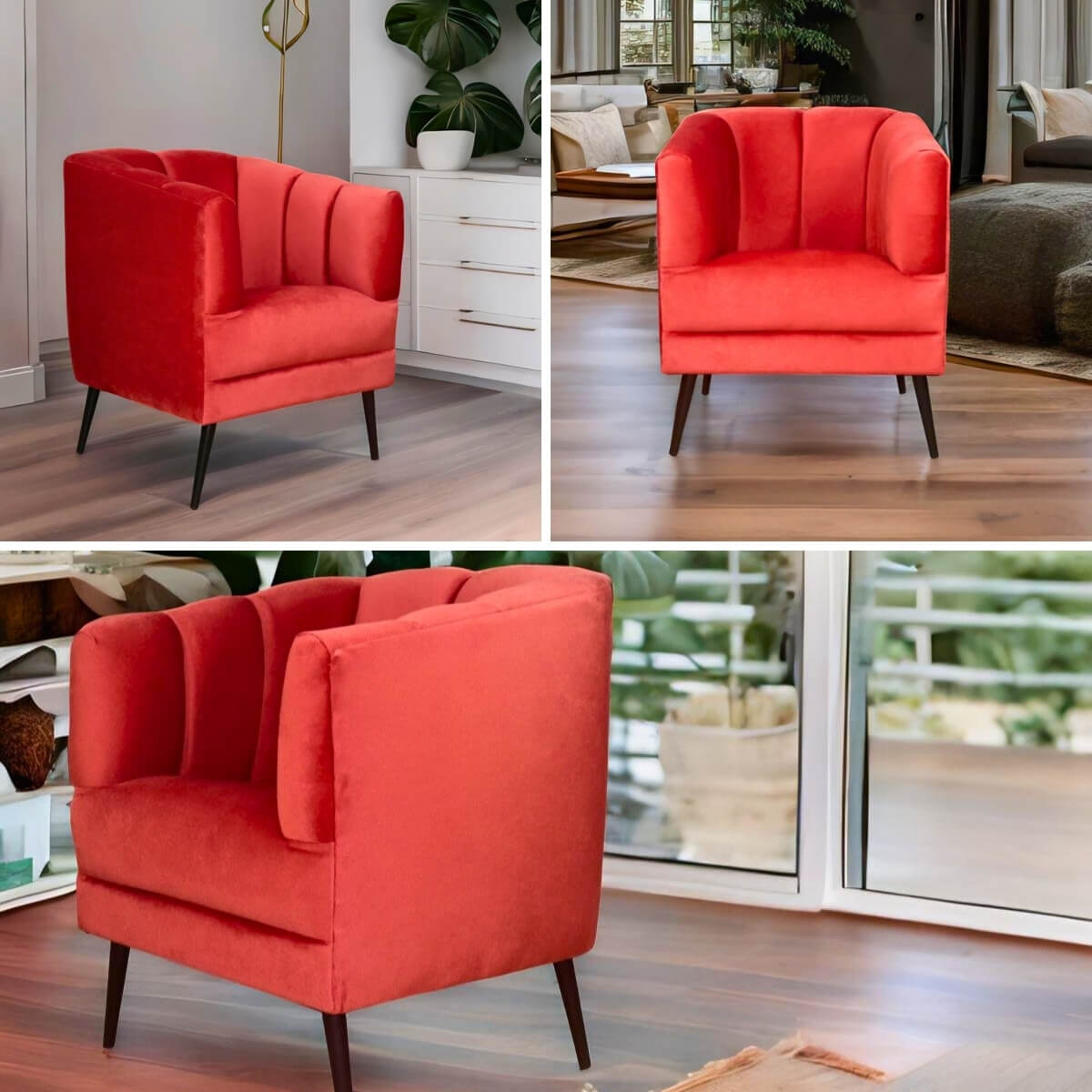 Sillón Individual Moderno Terciopelo Salmon