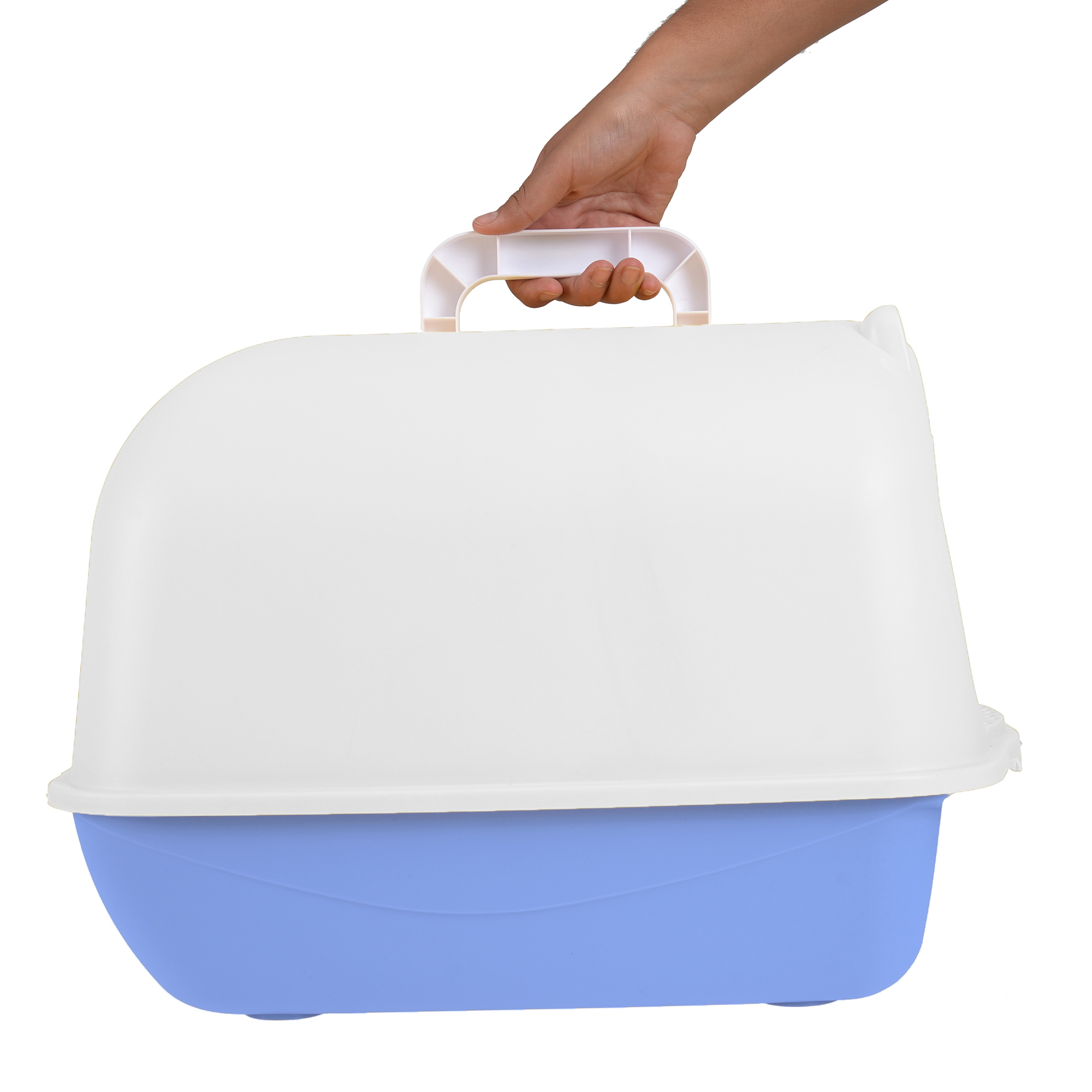 Arenero Para Gato Grande, Cerrado Con Tapa, Anti olores, Pala y Filtro de Carbón Anti olores, Puerta Abatible, Material duradero y resistente mod.AL001