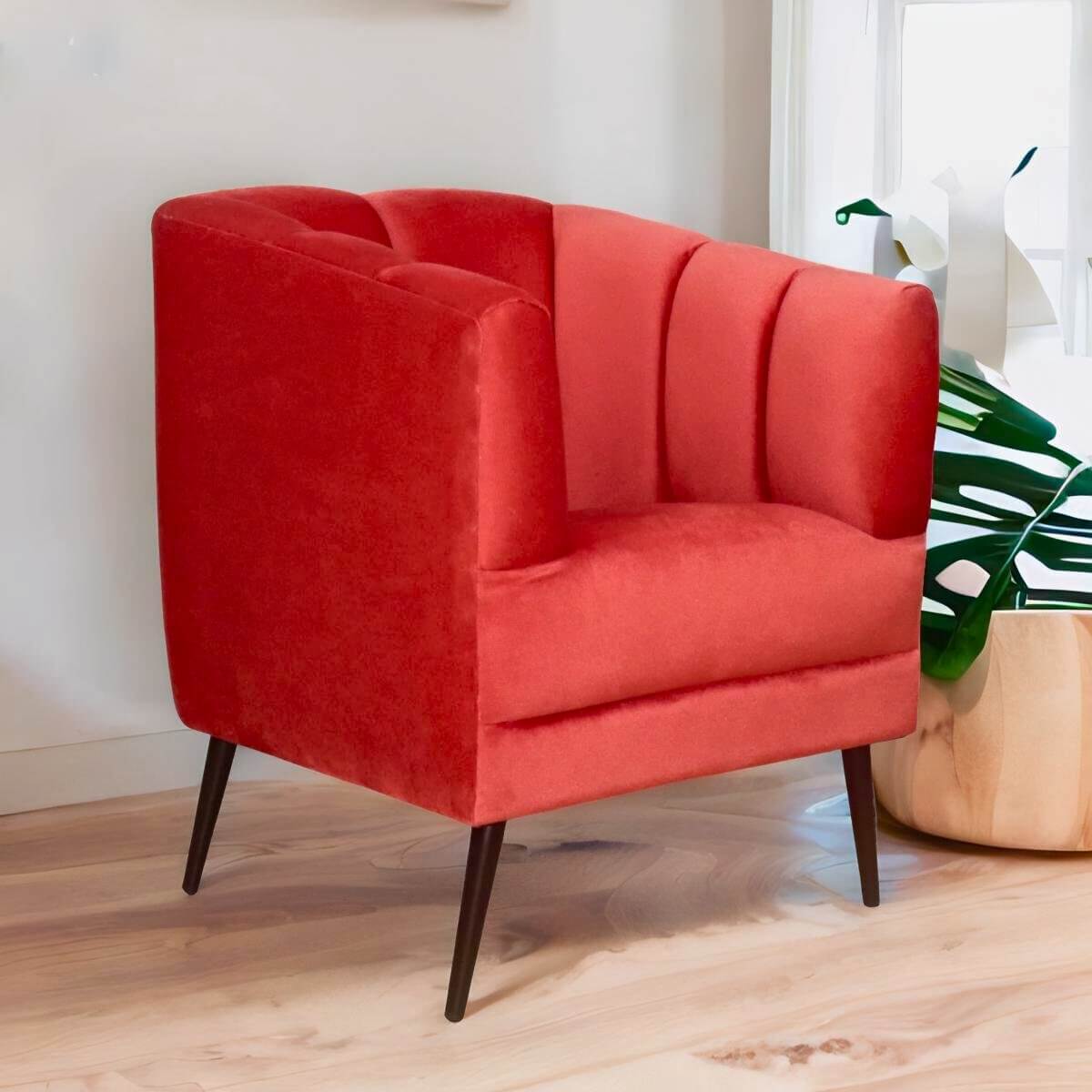 Sillón Individual Moderno Terciopelo Salmon