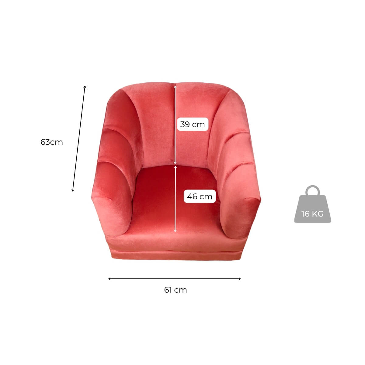 Sillón Individual Moderno Terciopelo Salmon