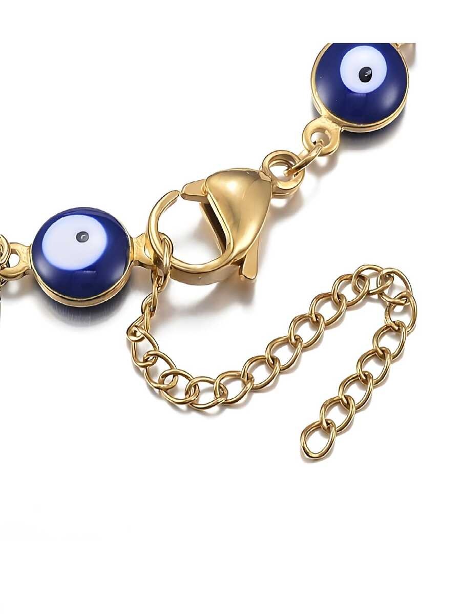 Pulsera de ojo turco azul, acero inoxidable
