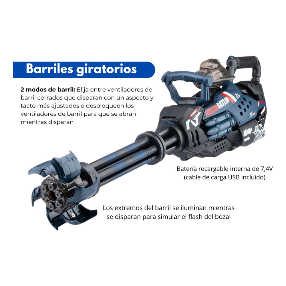 Ametralladora Electrica Hidrogel Torreta Pesada 82cm Potente,Gel Blaster, Juego de Equipo Disparo de Proyectiles de Hidrogel, Batería Recargable.