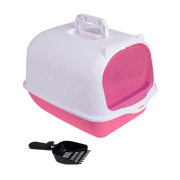 Arenero Para Gato Grande, Cerrado Con Tapa, Anti olores, Pala y Filtro de Carbón Anti olores, Puerta Abatible, Material duradero y resistente mod.AL001