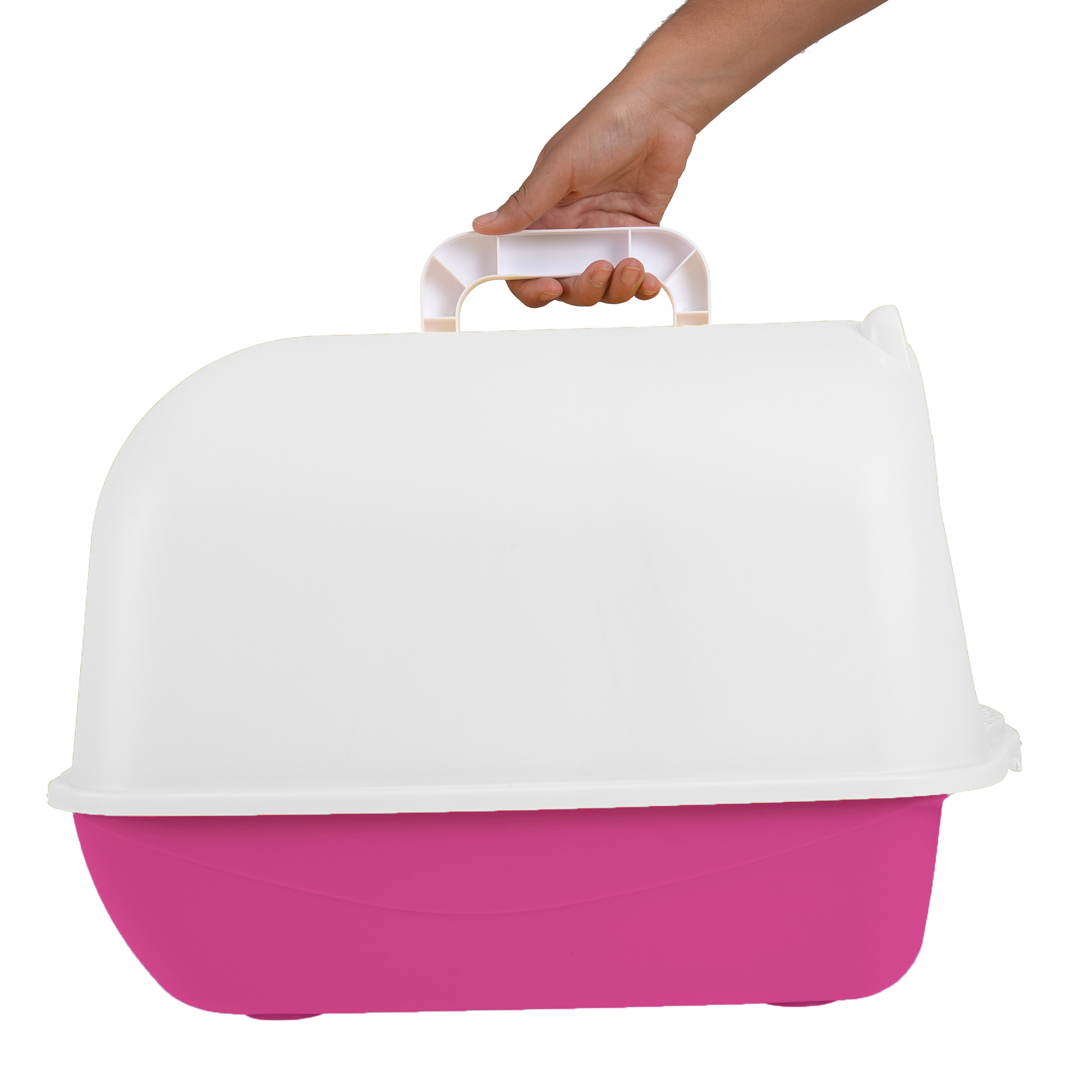 Arenero Para Gato Grande, Cerrado Con Tapa, Anti olores, Pala y Filtro de Carbón Anti olores, Puerta Abatible, Material duradero y resistente mod.AL001