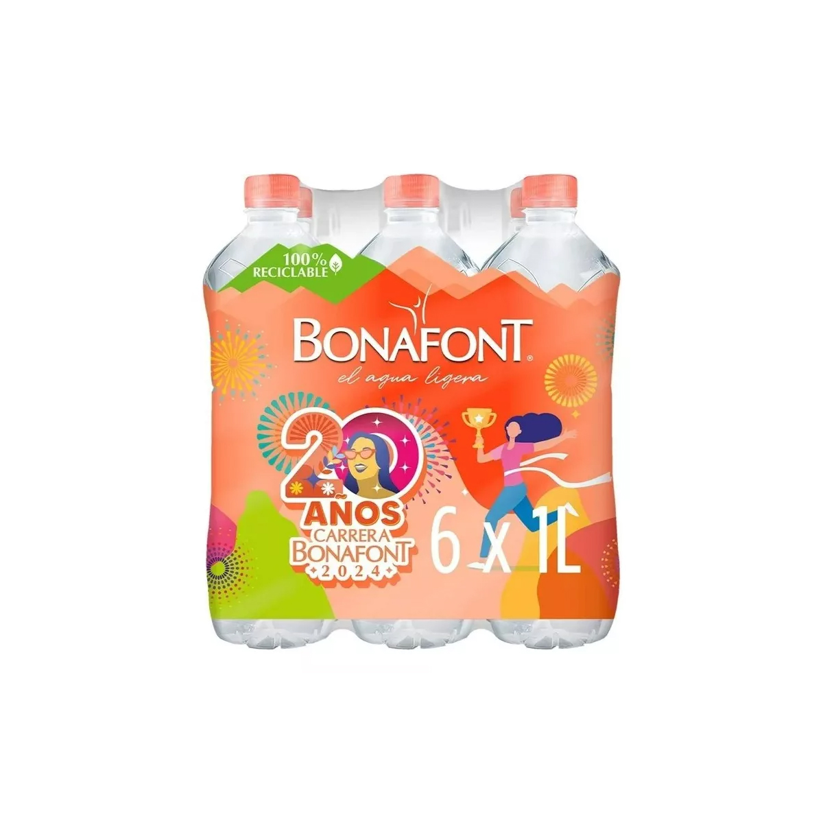 Agua Bonafont 6 Piezas de 1 litro c/u
