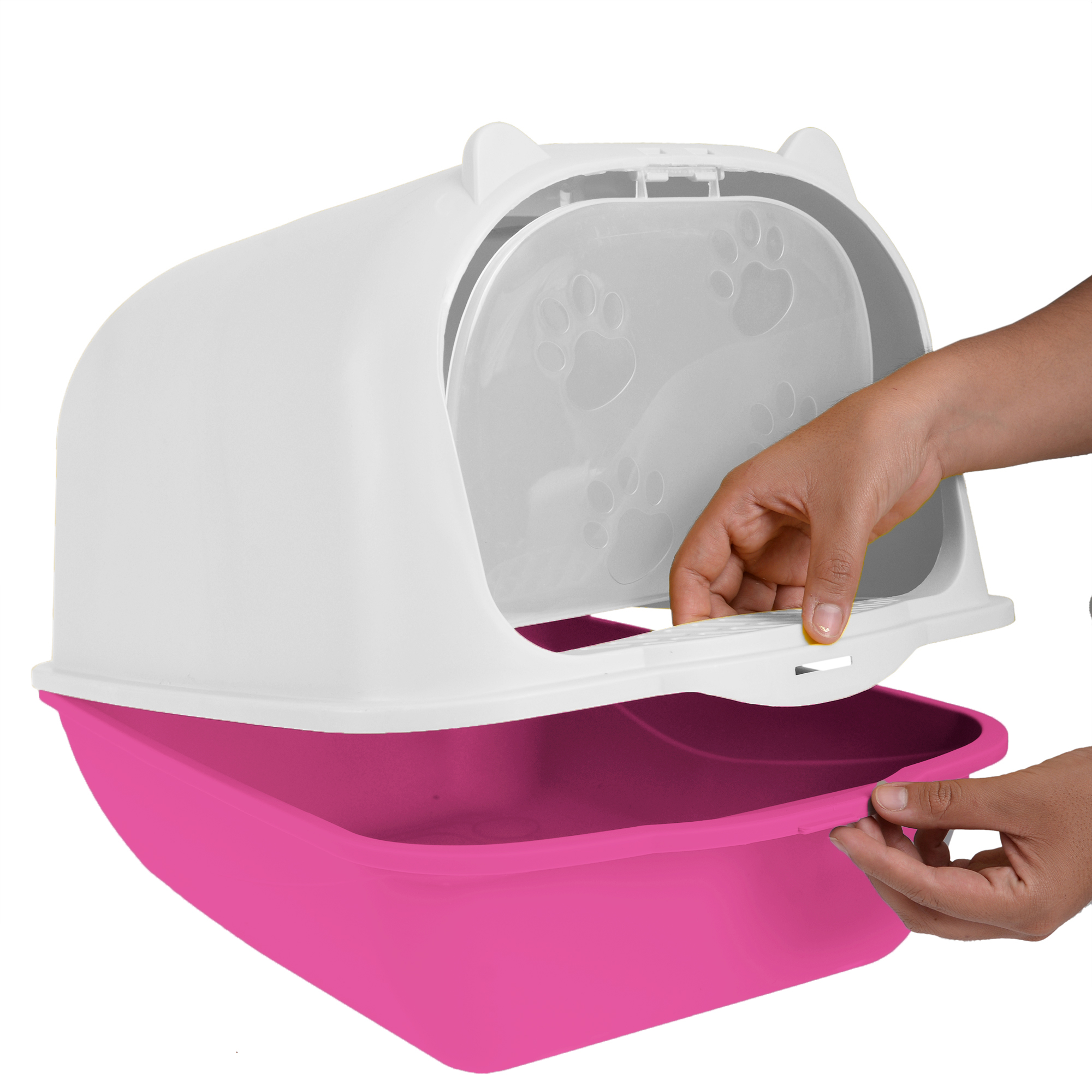 Arenero Para Gato Grande, Cerrado Con Tapa, Anti olores, Pala y Filtro de Carbón Anti olores, Puerta Abatible, Material duradero y resistente mod.AL001