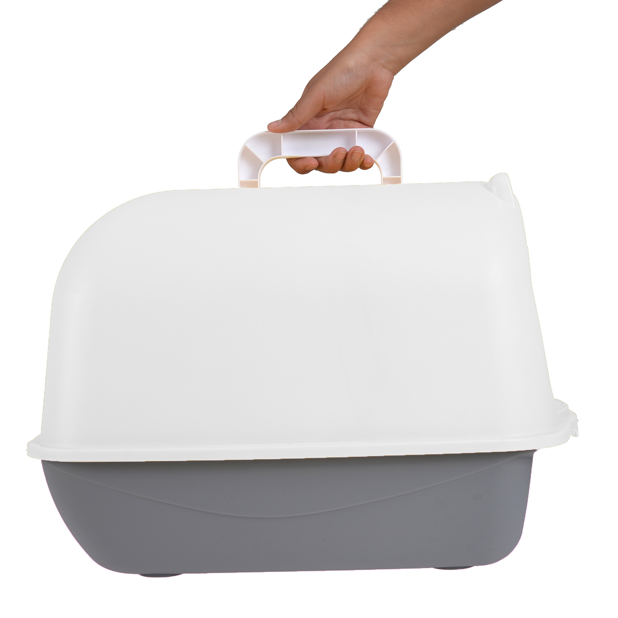 Arenero Para Gato Grande, Cerrado Con Tapa, Anti olores, Pala y Filtro de Carbón Anti olores, Puerta Abatible, Material duradero y resistente mod.AL001