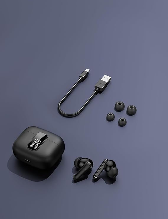 PHOCAR Audifonos Inalambricos con Pantalla Digital LED, Estéreo Sonido y Cancelación de Ruido, Audifonos Bluetooth con Batería Duradera, Audífonos Compatible con iPhone, iPad, MacBook, Xiaomi, Samsung