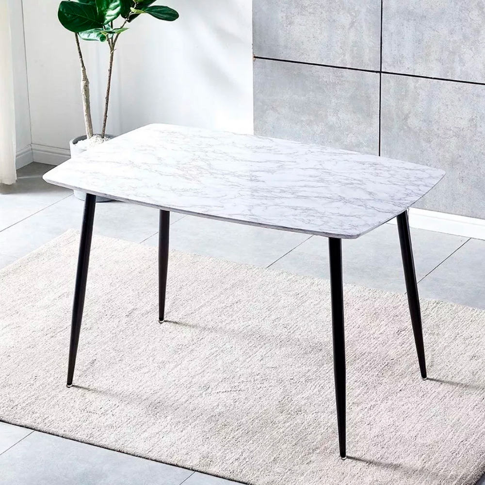 Mesa Comedor Efecto Mármol Blanco/ Negro Ilios Innova