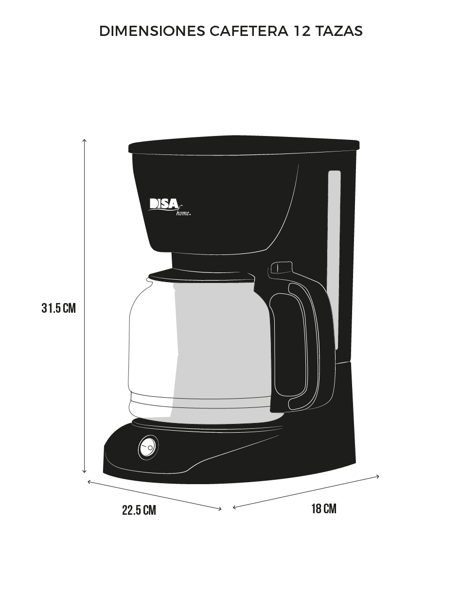 Cafetera Disa Home 12 Tazas Sistema Antigoteo Con Filtro 