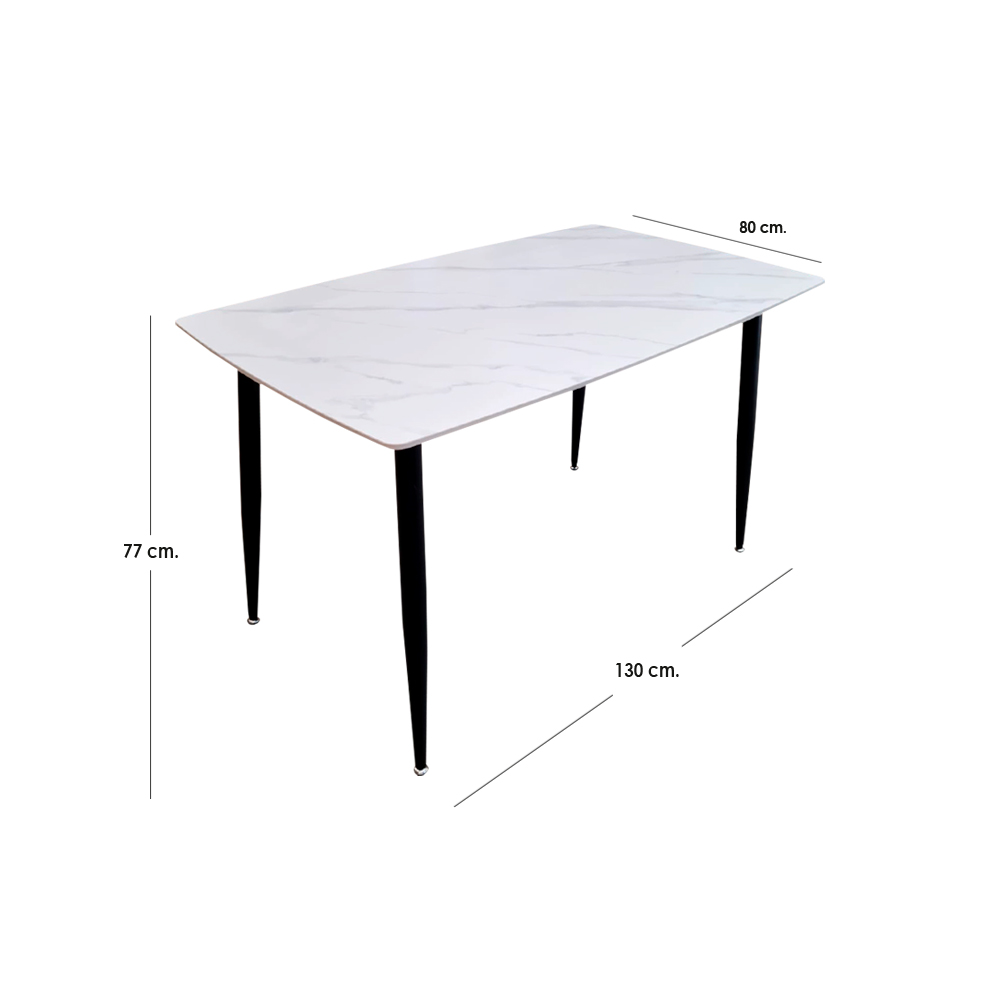Mesa Comedor Efecto Mármol Blanco/ Negro Ilios Innova