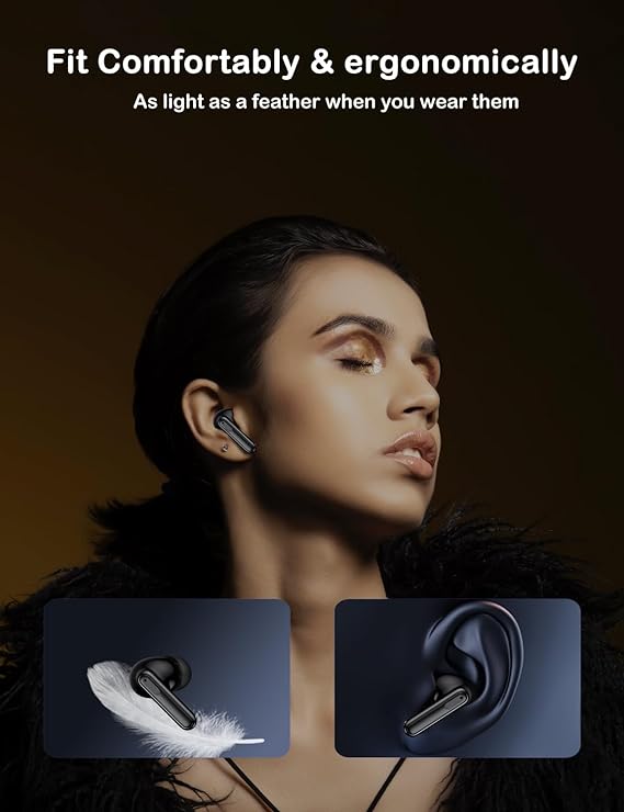 PHOCAR Audifonos Inalambricos con Pantalla Digital LED, Estéreo Sonido y Cancelación de Ruido, Audifonos Bluetooth con Batería Duradera, Audífonos Compatible con iPhone, iPad, MacBook, Xiaomi, Samsung