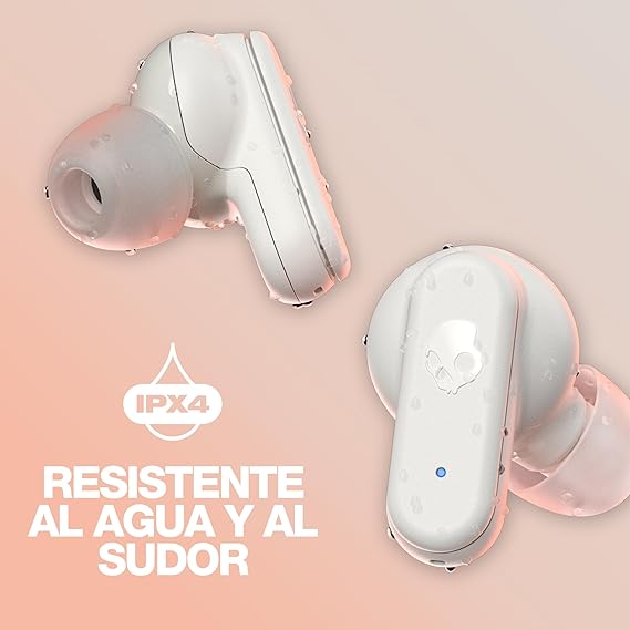 Skullcandy Dime 3 Auriculares In-Ear Inalámbricos, 20 h de Autonomía, Micrófono, Compatibles con iPhone Android y Dispositivos Bluetooth, Blanco.